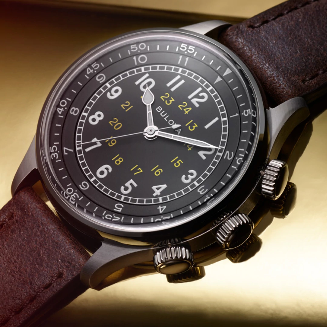 Black Dial Leather Strap A-15 Pilot 96A245 | Bulova